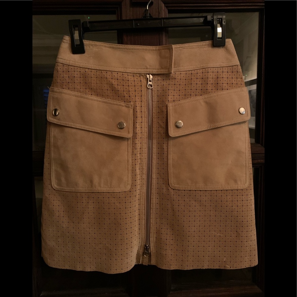 Margaret Godfrey Vintage Tan Front Zipper Suede Mini